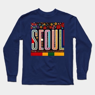 Seoul Hidden in Illustration of Flowers Quilt Tshirt Long Sleeve T-Shirt